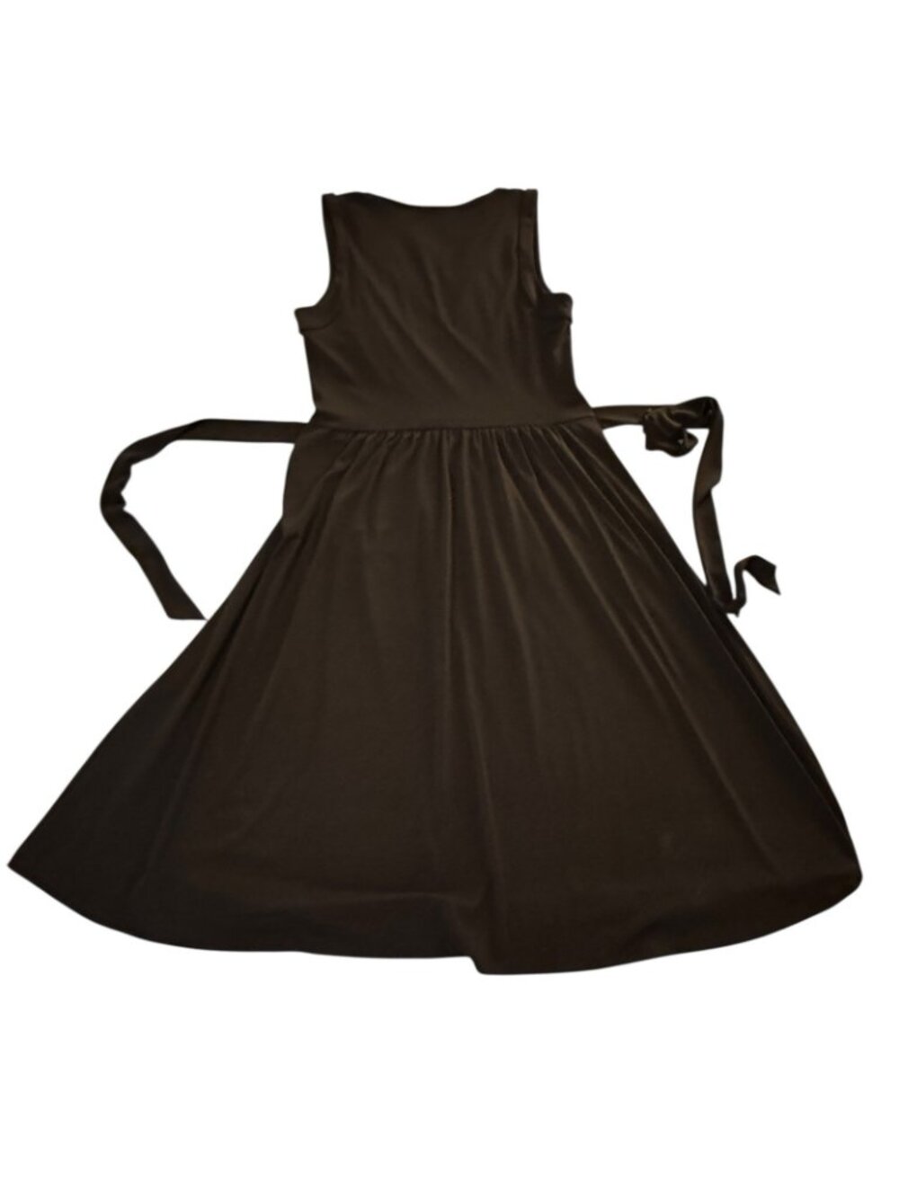 Balletcore Sleeveless Black Dress Women's M Faux Wrap Fit & Flare Minimalist - Picture 12 of 16